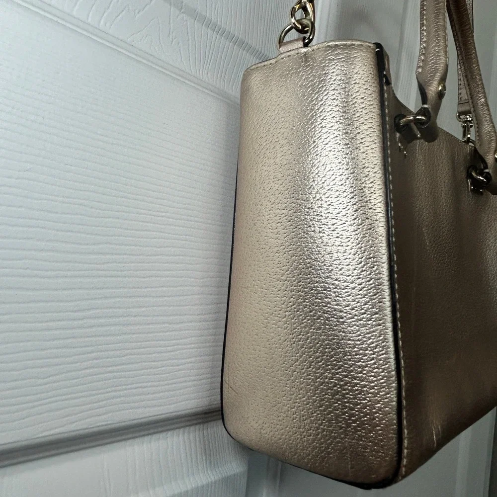 Kate‎ Spade Wellesley Quinn Metallic Gold Leather Tote Shoulder Bag Purse